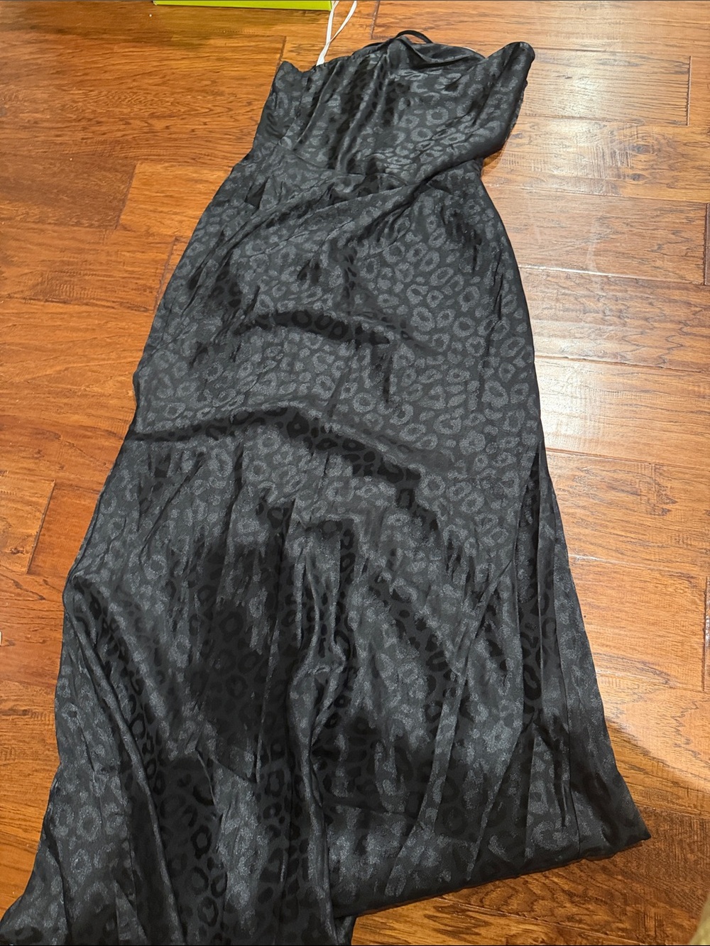 Lulu's Black Satin Leopard-Print Maxi Skirt